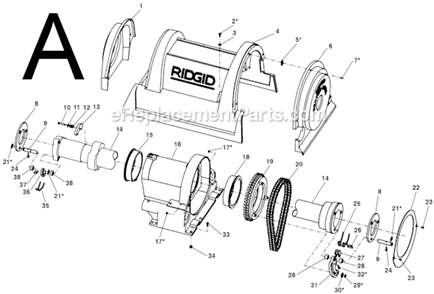 Part Location Diagram of 34662 Ridgid Front Cover