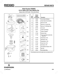 Hd06000 Vac Assembly Diagram and Parts List for AM2265  Ridgid Industrial Fan / Circulator