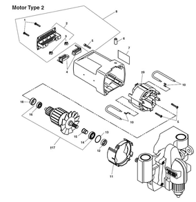 Motor Type 2 Diagram and Parts List for HC-300-J 76792 Ridgid Pipe Tools