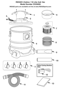 Dv05000 Vac Assembly Diagram and Parts List for AM2265  Ridgid Industrial Fan / Circulator