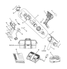 Fig-0 Diagram and Parts List for R841150-B  Ridgid Cordless Drill