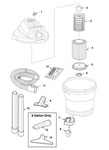 Wd0635m0 Vac Assembly Diagram and Parts List for AM2265  Ridgid Industrial Fan / Circulator