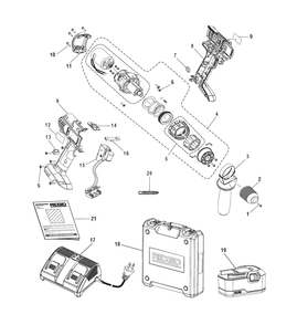 Fig-0 Diagram and Parts List for R84015-B  Ridgid Cordless Drill