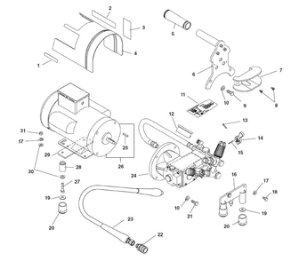 Main Components - Single Pulse Model Diagram and Parts List for KJ-1350-2 63107 Ridgid Drain Cleaner