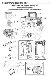 1000rv Vac Assembly Diagram and Parts List for AM2265  Ridgid Industrial Fan / Circulator