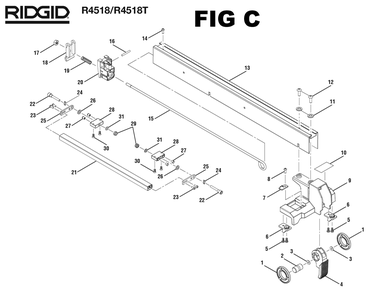 Part Location Diagram of 089037016031 Ridgid Fence Slider