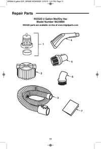 Vac4000 Vac Assembly Diagram and Parts List for AM2265  Ridgid Industrial Fan / Circulator