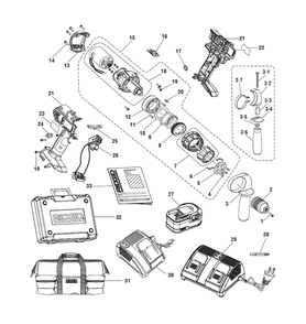 Fig-0 Diagram and Parts List for R84015-A  Ridgid Cordless Drill