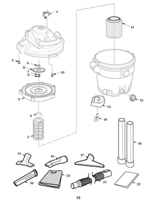 Wd12702, Wd1273 Vac Assembly Diagram and Parts List for AM2265  Ridgid Industrial Fan / Circulator