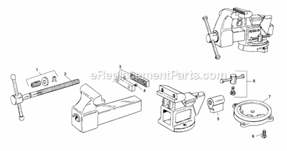 Page A Diagram and Parts List for 6000R  Ridgid Vise