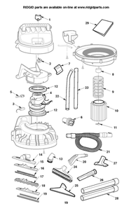 Rv2400a Vac Assembly Diagram and Parts List for AM2265  Ridgid Industrial Fan / Circulator