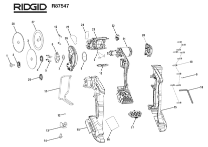 Fig-0 Diagram and Parts List for R87547  Ridgid Saw