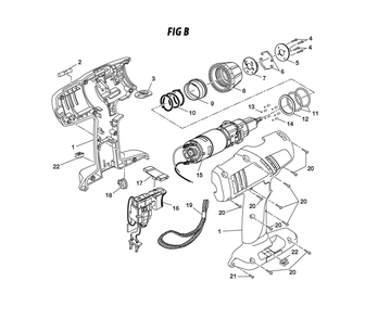 Fig-1 Diagram and Parts List for 113450  Ridgid Cordless Drill