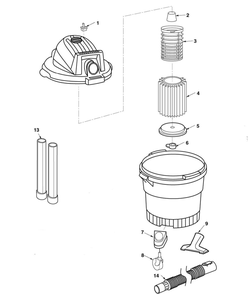 Wd06250 Vac Assembly Diagram and Parts List for AM2265  Ridgid Industrial Fan / Circulator