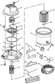 Wd1200, Wd16250 Vac Assembly Diagram and Parts List for AM2265  Ridgid Industrial Fan / Circulator