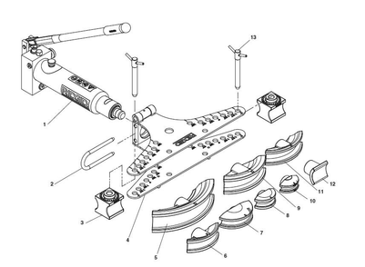 Hb383 Hydraulic Pipe Bender Diagram and Parts List for HB383 36523 Ridgid Pipe Tools
