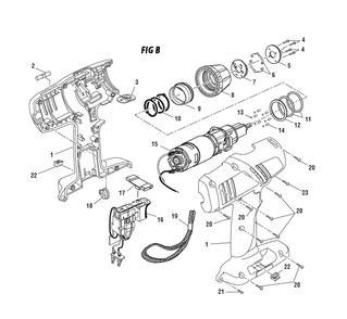 Fig-1 Diagram and Parts List for 97322705  Ridgid Cordless Drill