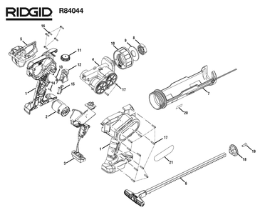 Fig-0 Diagram and Parts List for R84044  Ridgid Caulking Gun
