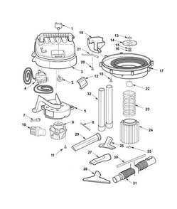 Wd18500 Vac Assembly Diagram and Parts List for AM2265  Ridgid Industrial Fan / Circulator