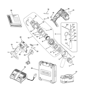 Part Location Diagram of 985102001 Ridgid Motor W/Gear Train Assembly