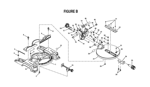 Fig-1 Diagram and Parts List for TS1344L  Ridgid Saw