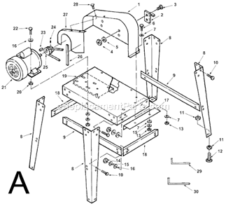 Page A Diagram and Parts List for BS14000  Ridgid Band Saw