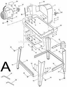 Page A Diagram and Parts List for BS14002  Ridgid Band Saw