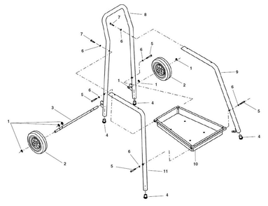 Cart Assembly Diagram and Parts List for 64982  Ridgid Pipe Tools