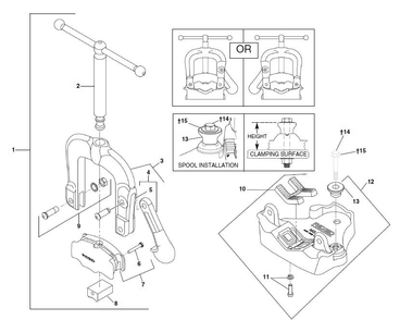 23a Bench Yoke Vise Diagram and Parts List for 40090  Ridgid Pipe Tools