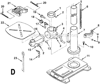 Page D Diagram and Parts List for DP15500  Ridgid Drill Press