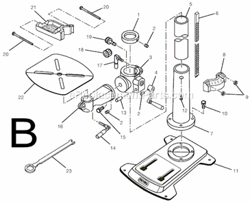 Page B Diagram and Parts List for DP15501  Ridgid Drill Press