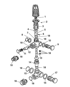 Unloader Valve - Early Style (Red Knob) Diagram and Parts List for 67332 67332 Ridgid Drain Cleaner