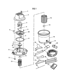 Fig-0 Diagram and Parts List for WD17000  Ridgid Utility Vacuum