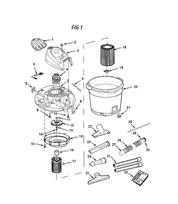 Fig-0 Diagram and Parts List for WD17351  Ridgid Utility Vacuum