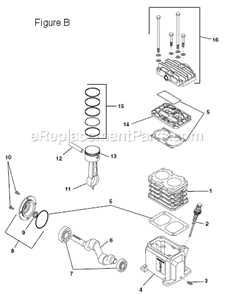 Page B Diagram and Parts List for GP90135  Ridgid Compressor