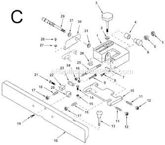 Page C Diagram and Parts List for JP06100  Ridgid Planer Jointer