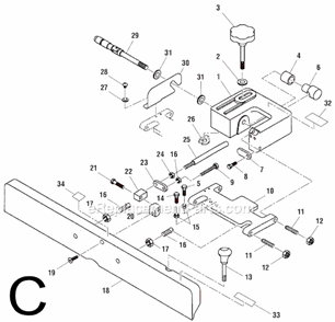 Page C Diagram and Parts List for JP06101  Ridgid Planer Jointer