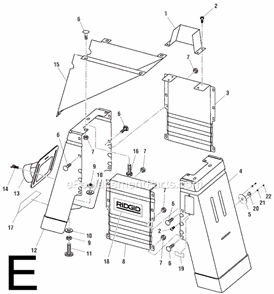 Page E Diagram and Parts List for JP06101  Ridgid Planer Jointer