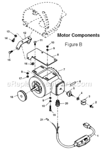 Page B Diagram and Parts List for K-1500B  Ridgid Drain Cleaner