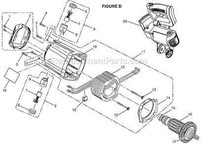 Page D Diagram and Parts List for MS1065LZA  Ridgid Miter Saw