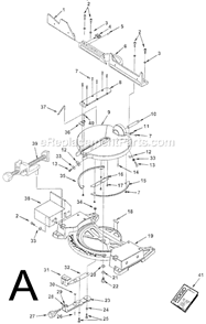 Page A Diagram and Parts List for MS12501  Ridgid Miter Saw