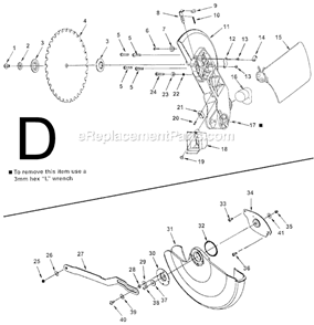 Page D Diagram and Parts List for MS12501  Ridgid Miter Saw
