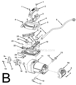 Page B Diagram and Parts List for MS12502  Ridgid Miter Saw