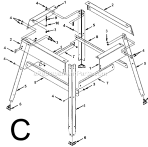 Page C Diagram and Parts List for MS12502  Ridgid Miter Saw