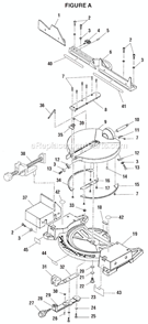 Page A Diagram and Parts List for MS1250LZ1  Ridgid Miter Saw