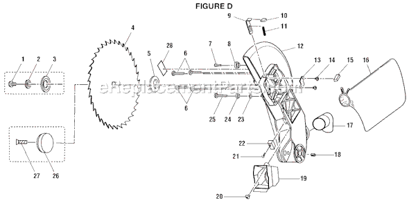 Page D Diagram and Parts List for MS1250LZ1  Ridgid Miter Saw