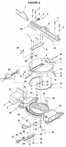 Page A Diagram and Parts List for MS1250LZA  Ridgid Miter Saw