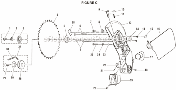 Page C Diagram and Parts List for MS1250LZA  Ridgid Miter Saw
