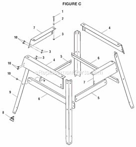 Page C Diagram and Parts List for MS1250LZ  Ridgid Miter Saw