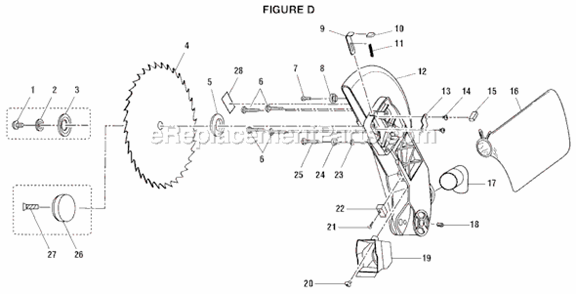 Page D Diagram and Parts List for MS1250LZ  Ridgid Miter Saw